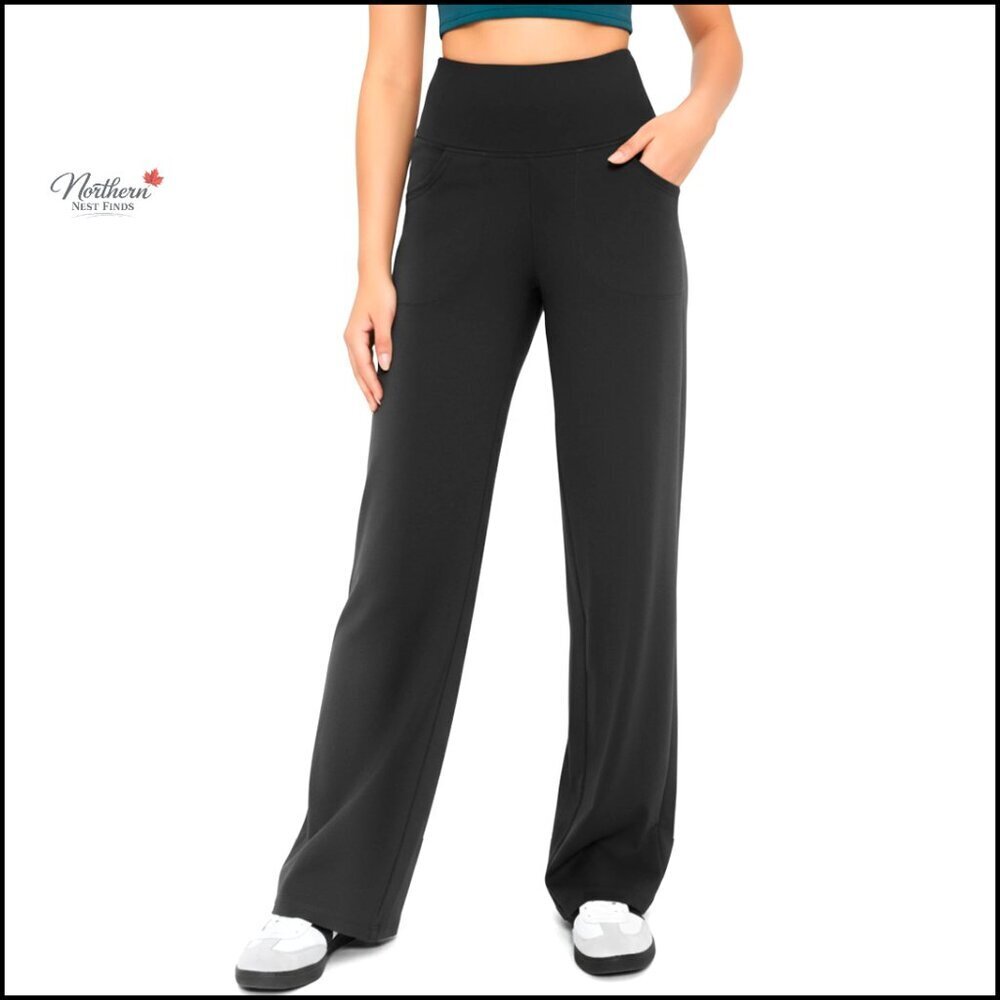 High Waisted Wide Leg Yoga Pants with Pockets, Stretch Lounge Sweatpants